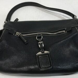 Women’s Prada Elegant Black Pebble Grain Leather Shoulder Handbag
